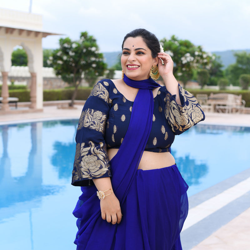Ocean And The Golden Waves Banarasi Blouse