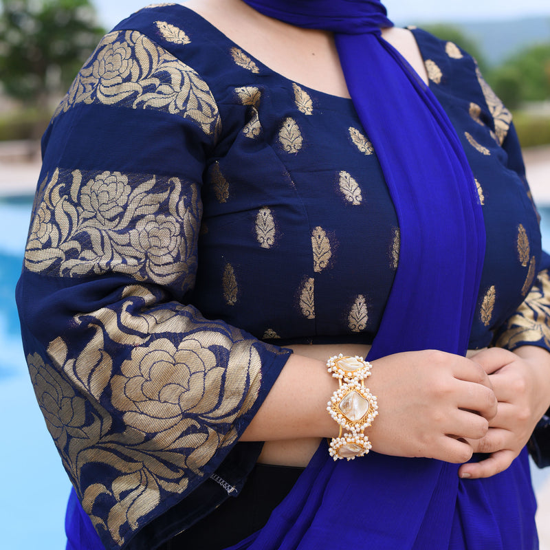 Ocean And The Golden Waves Banarasi Blouse
