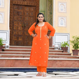 Tiger Orange Handwork Pure Georgette Kurta