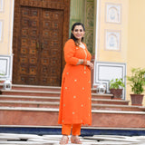 Tiger Orange Handwork Pure Georgette Kurta