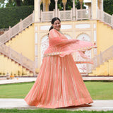 Salmon Pink Sequin Embroidered Anarkali Dress