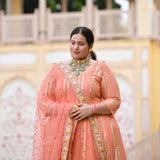 Salmon Pink Sequin Embroidered Anarkali Dress