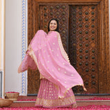 Deep Blush Gota Patti Georgette Sharara Set
