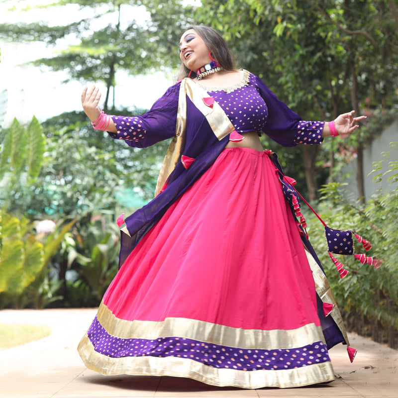 Pankhuri Pink And Purple Lehenga Set