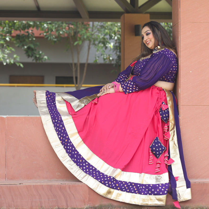 Pankhuri Pink And Purple Lehenga Set