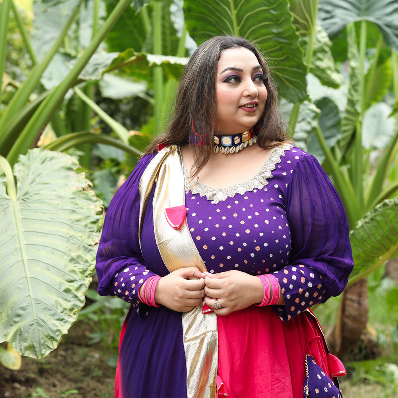 Pankhuri Pink And Purple Lehenga Set