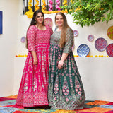 Shiraz Pink Placement Print Anarkali