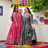Shiraz Pink Placement Print Anarkali