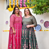 Shiraz Pink Placement Print Anarkali