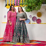 Shiraz Pink Placement Print Anarkali