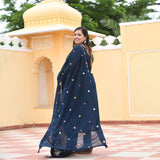 Tealish Blue Sequin Embroidered Kurta