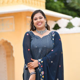 Tealish Blue Sequin Embroidered Kurta