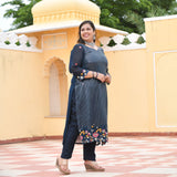 Tealish Blue Sequin Embroidered Kurta