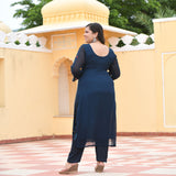 Tealish Blue Sequin Embroidered Kurta
