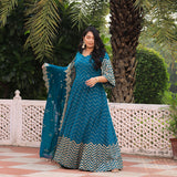 Electric Blue Embroidered  Georgette Anarkali