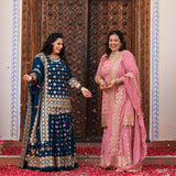 Deep Blush Gota Patti Georgette Sharara Set
