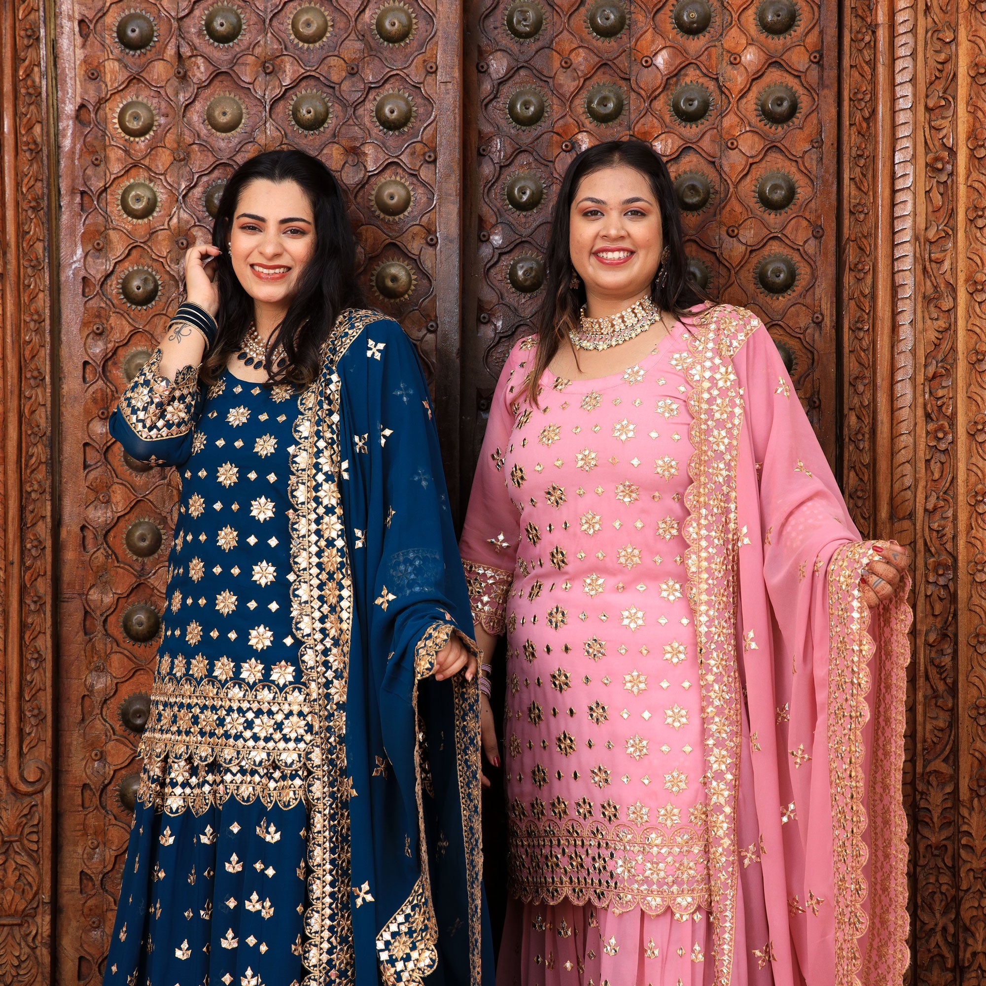 Peacock Blue Gota Patti Georgette Lehenga Set