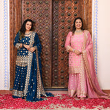 Deep Blush Gota Patti Georgette Sharara Set