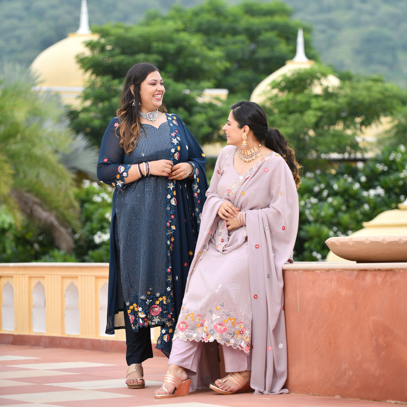 Lavender Mist Sequin Embroidered Kurta