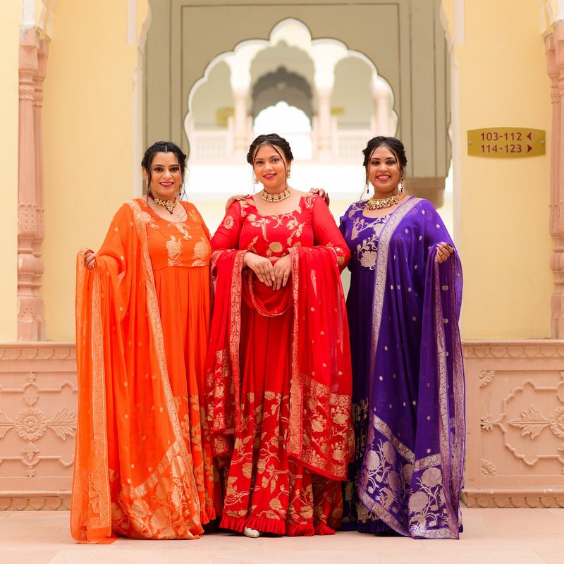 Scarlet Sage Banarasi Anarkali Dress