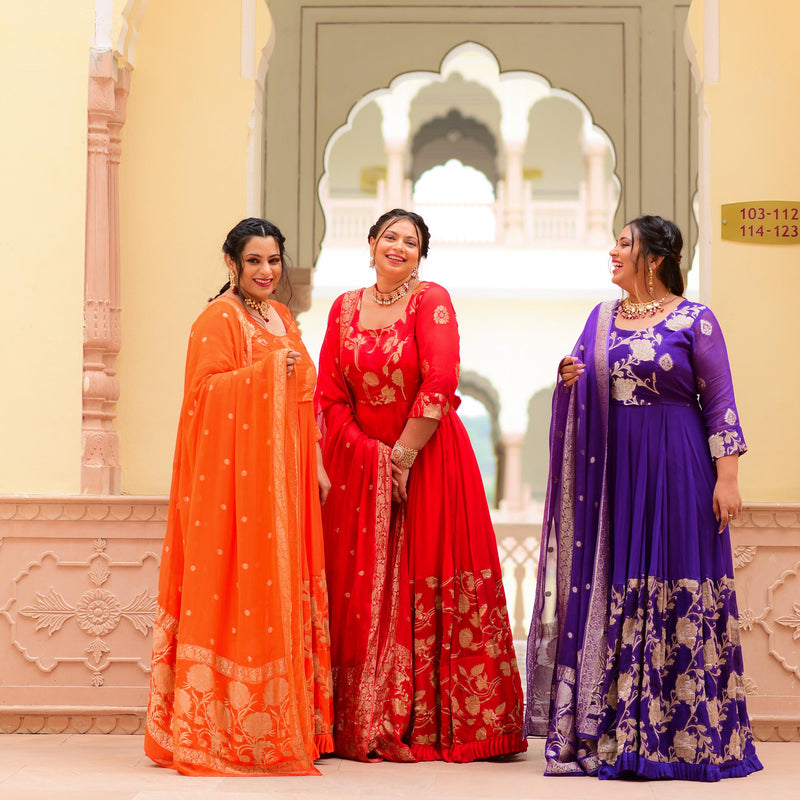 Scarlet Sage Banarasi Anarkali Dress