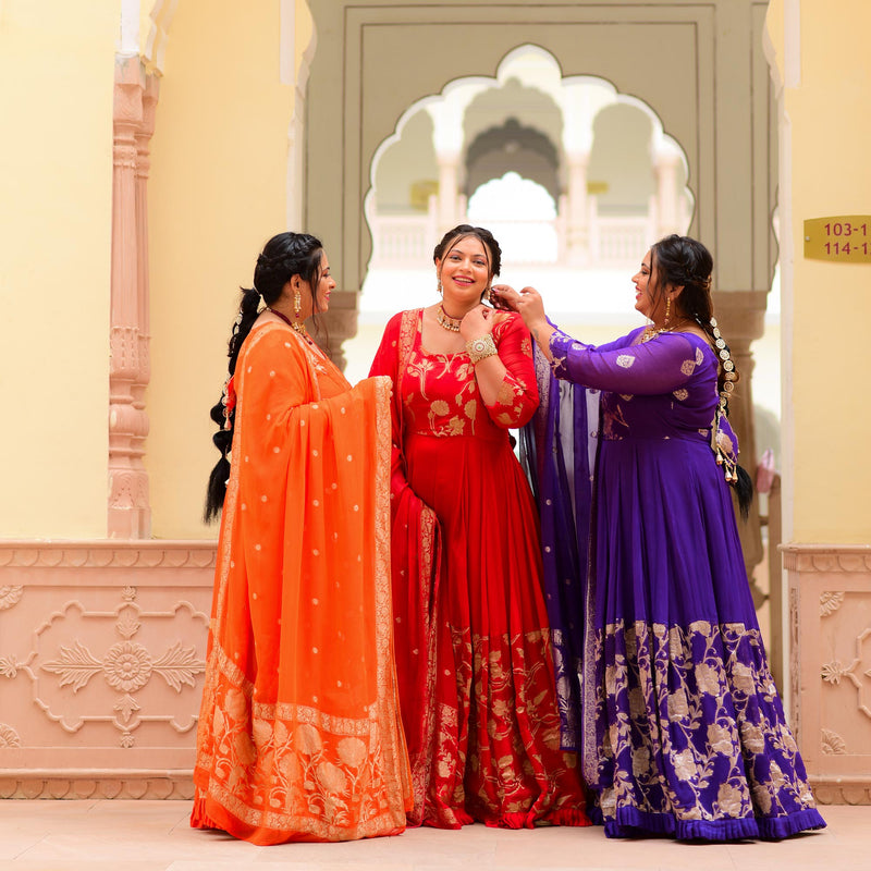 Scarlet Sage Banarasi Anarkali Dress