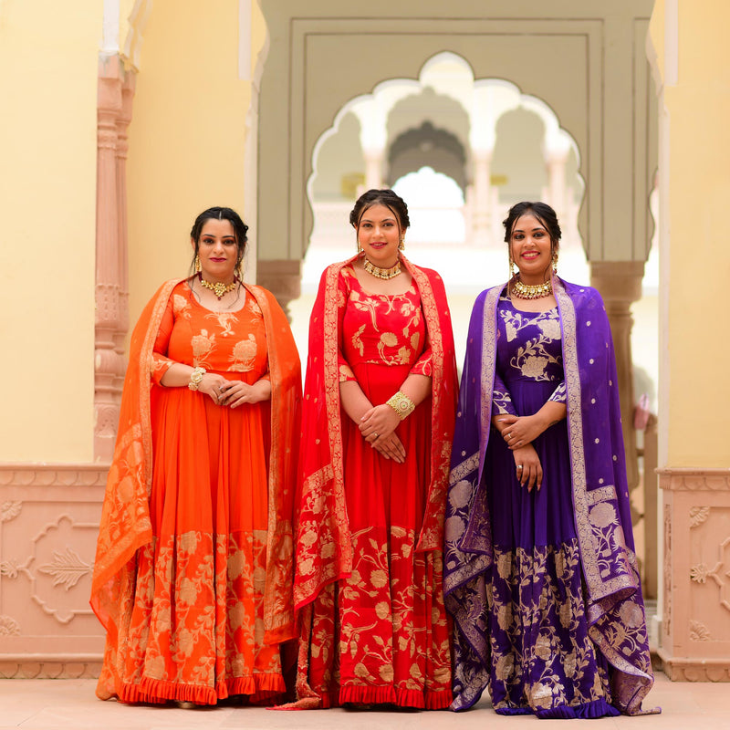 Scarlet Sage Banarasi Anarkali Dress
