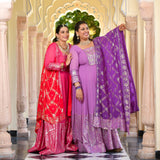 Wink Purple & Lavender Sequin Embroidered Anarkali Dress