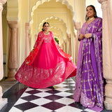 Wink Purple & Lavender Sequin Embroidered Anarkali Dress