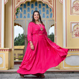 Rani Pink Chinon Mukeish Cape set