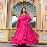 Rani Pink Chinon Mukeish Cape set
