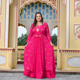 Rani Pink Chinon Mukeish Cape set