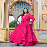 Rani Pink Chinon Mukeish Cape set