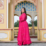 Rani Pink Chinon Mukeish Cape set