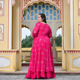 Rani Pink Chinon Mukeish Cape set