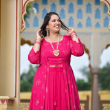 Rani Pink Chinon Mukeish Cape set
