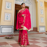 Magenta Pink Sequin  Chinon Sharara Set