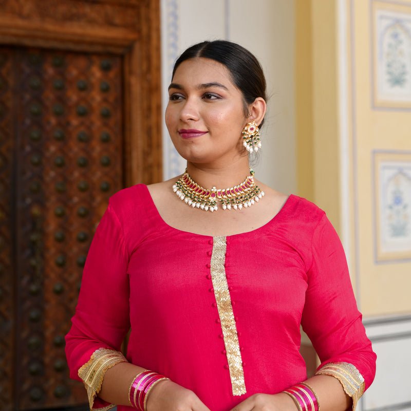Magenta Pink Sequin  Chinon Sharara Set