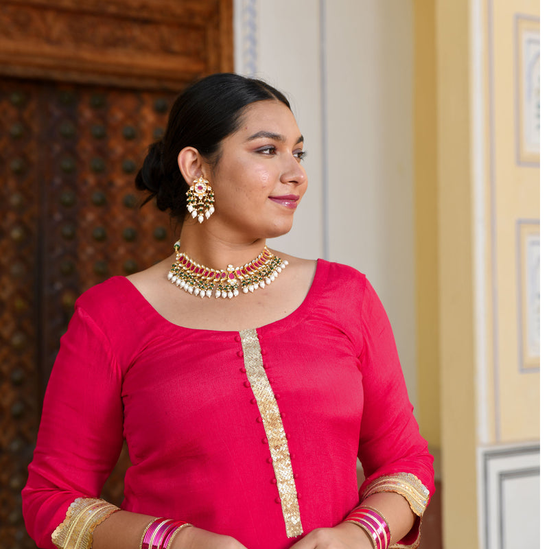 Magenta Pink Sequin  Chinon Sharara Set