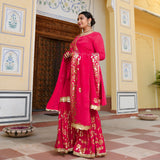 Magenta Pink Sequin  Chinon Sharara Set