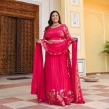 Hot Pink Sequin Chinon Lehenga Set