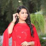 Rose Red Gota Patti Handwork Pure Georgette Suit Set