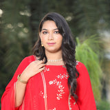 Rose Red Gota Patti Handwork Pure Georgette Suit Set
