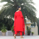 Rose Red Gota Patti Handwork Pure Georgette Suit Set