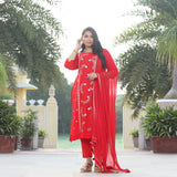 Rose Red Gota Patti Handwork Pure Georgette Kurta