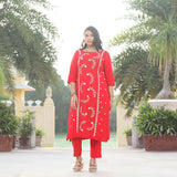 Rose Red Gota Patti Handwork Pure Georgette Suit Set