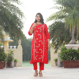 Rose Red Gota Patti Handwork Pure Georgette Kurta