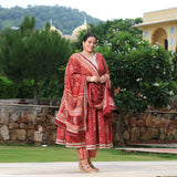 Brick Red Bandhani Gota Anarkali