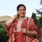 Brick Red Bandhani Gota Anarkali