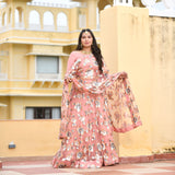 Vintage Rose Sequin Embroidered Net Lehenga Set